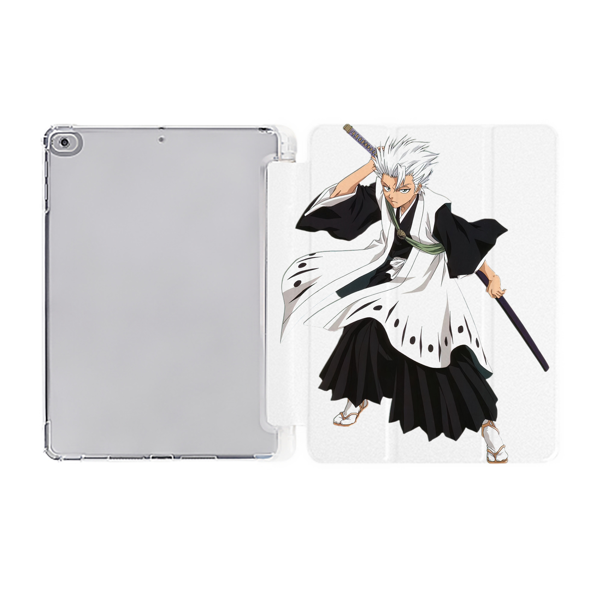 （画像用） ブリーチ 日番谷冬獅郎（ひつがや とうしろう） BLEACH Hitsugaya Toushirou IPad ケース ペン収納付き 三つ折りスタンド PUレザー×シリコン 対応機種9.5/10.5/10.9インチ